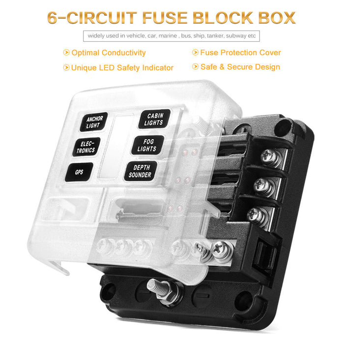 6-Way Blade Fuse Block Box Holder
