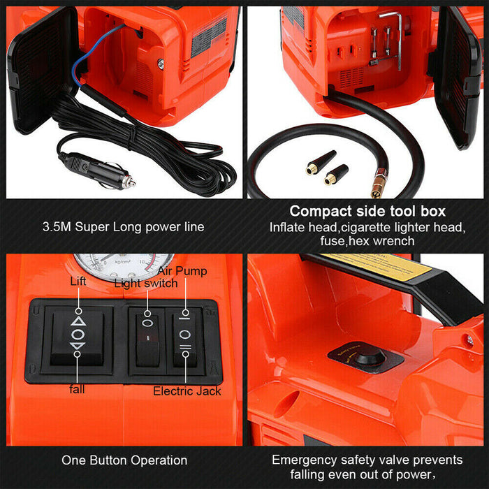 5Ton 12V Car Electric Hydraulic Floor Jack Lift + Impact Wrench Kit Box 3 in 1