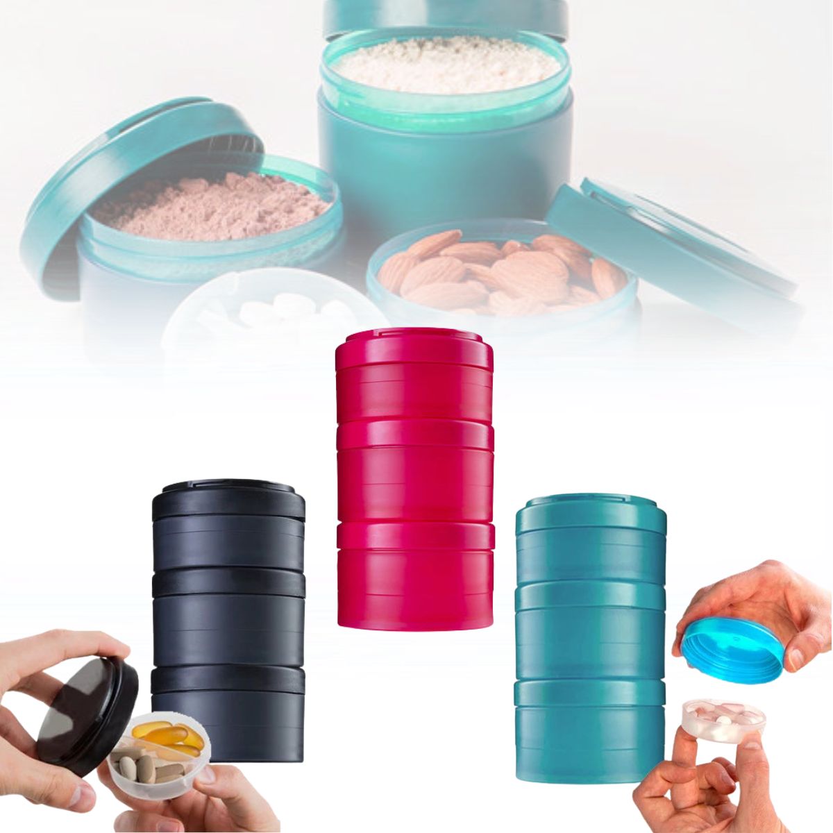Supplement Storage Solution Twist And Lock Protein Pill Supplements Storage — Off The Back