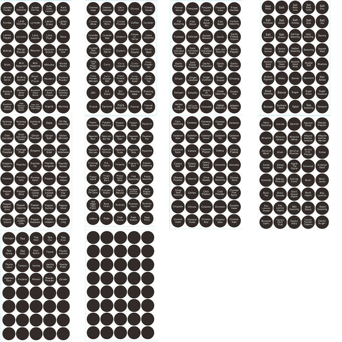 400 PCS Printed Spice Jar and Pantry Label Set Chalkboard Round Stickers Labels