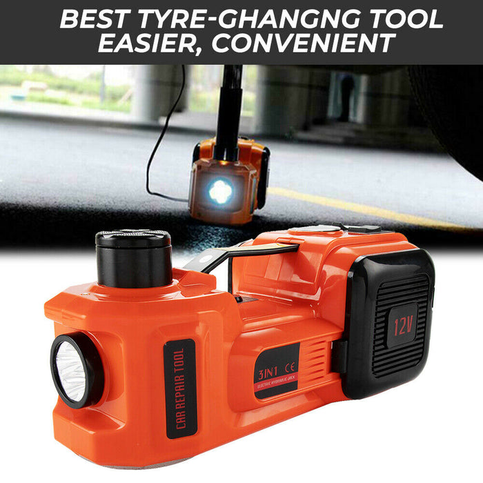 5Ton 12V Car Electric Hydraulic Floor Jack Lift + Impact Wrench Kit Box 3 in 1