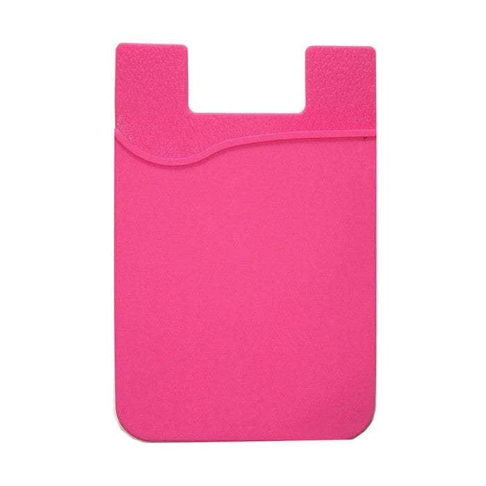 Fushia Silicone Credit Card Holder Pocket Case Wallet Pouch Sticker Cellphone Phone