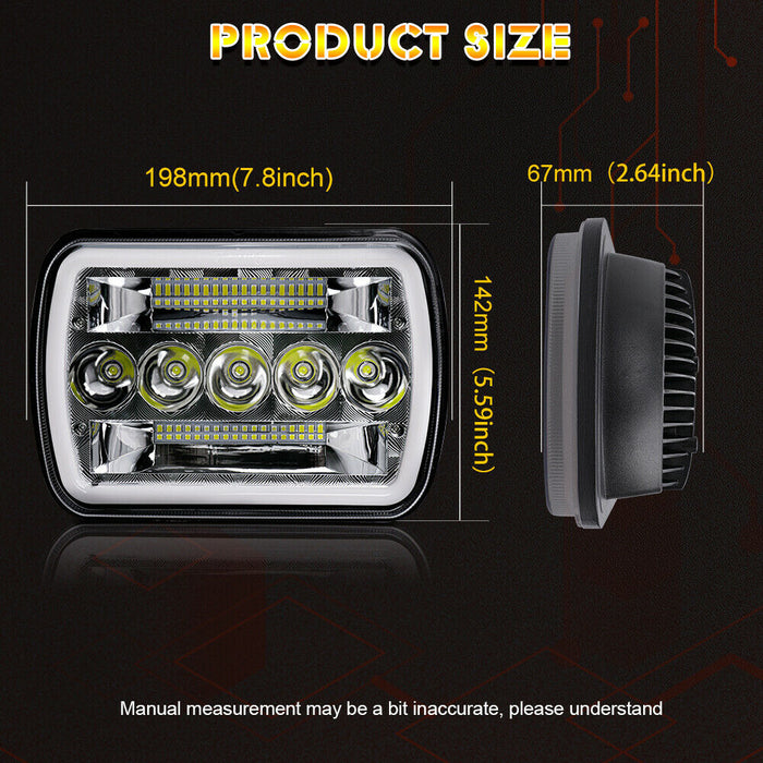 5x7" 7x6" Inch LED Headlights Hi/Lo Beam DRL For Toyota Hilux Jeep Truck 1 Pair