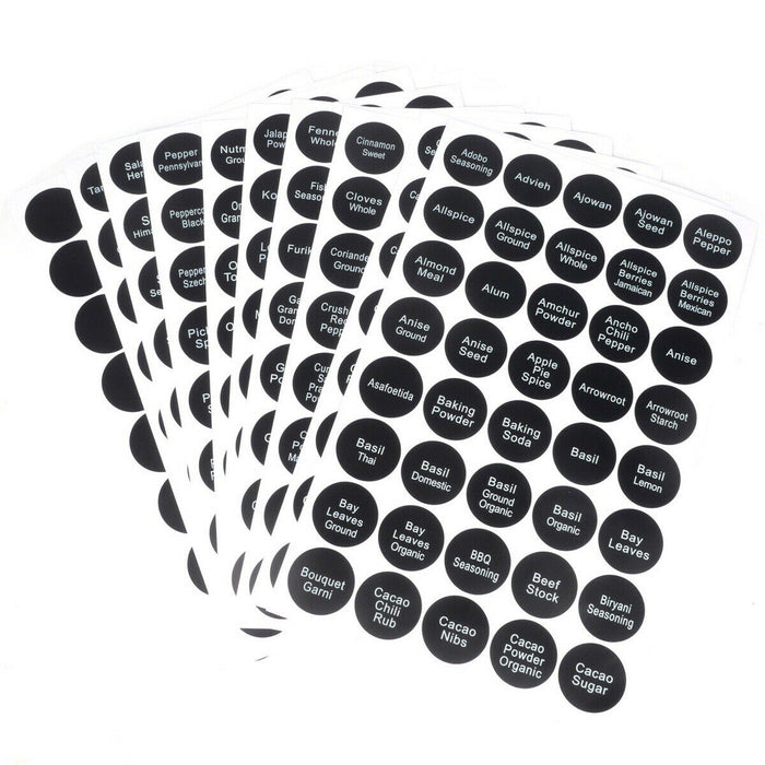 400 PCS Printed Spice Jar and Pantry Label Set Chalkboard Round Stickers Labels