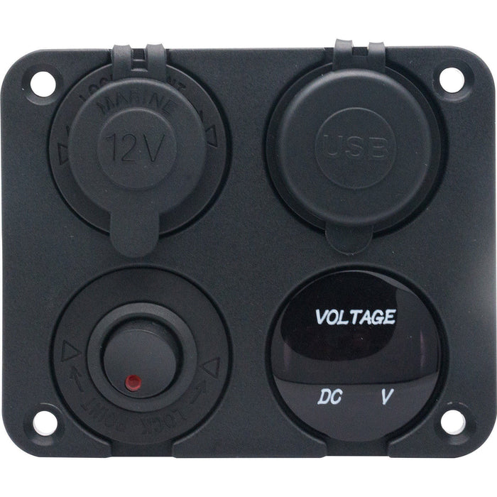 4 Way DC 12V-24V Car Cigarette Lighter Socket+Dual USB Charger Voltmeter Adapter