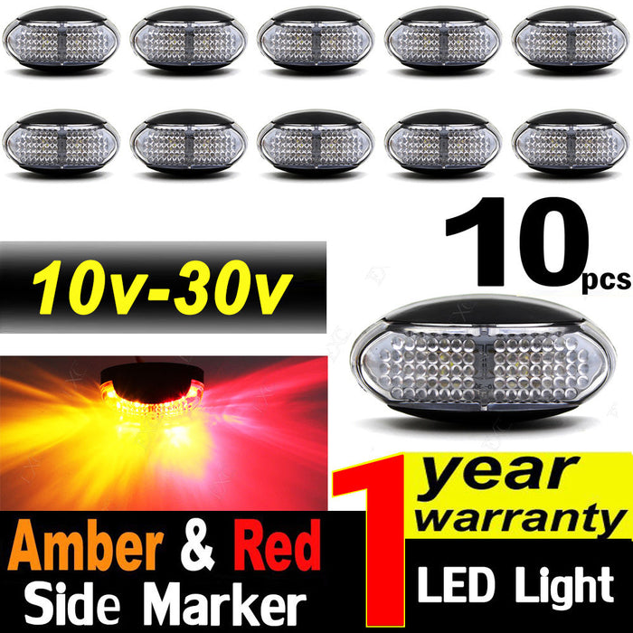 10x 10v-30v Red Amber Clearance Lights Side Marker Led Trailer Truck Lorry Lamp