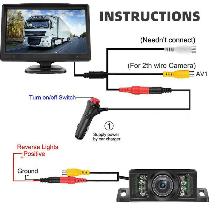 5 Inch Wireless Reverse Camera Kit with Monitor & Night Vision