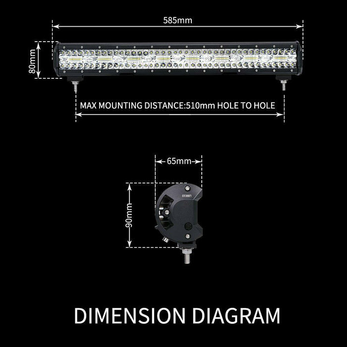 23inch CREE LED Light Bar Tri Row Combo + 23'' Number Plate Frame Mount Bracket