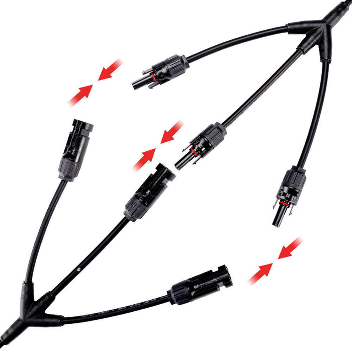 MC4 3 into 1 Connector Cable Pair, PV Solar Panel Connectors