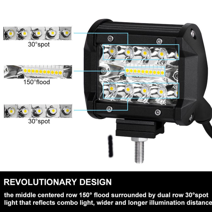 2x 4inch CREE LED Work Light Bar Spot Flood OffRoad Driving Reverse 4x4 Ford