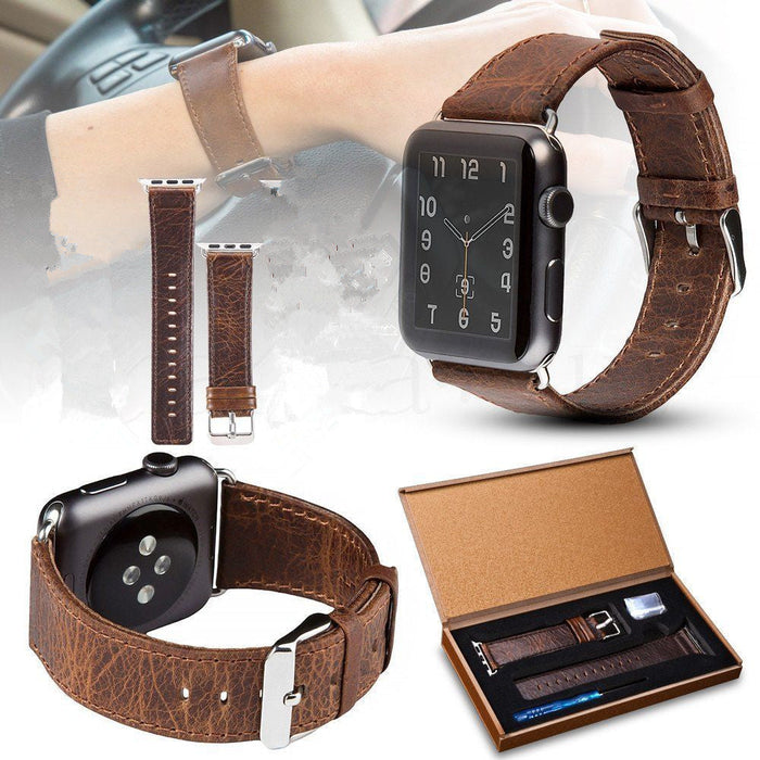 42mm 44mm 45mm 46mm(Series 10) 49mm Genuine Leather Wrist Band Strap For Apple Watch