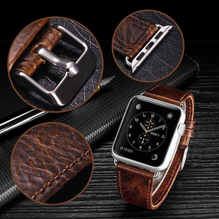42mm 44mm 45mm 46mm(Series 10) 49mm Genuine Leather Wrist Band Strap For Apple Watch