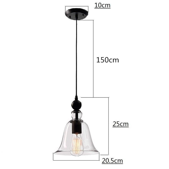 Glass Bell Pendant Hanging Light Lamp Vintage Lamp