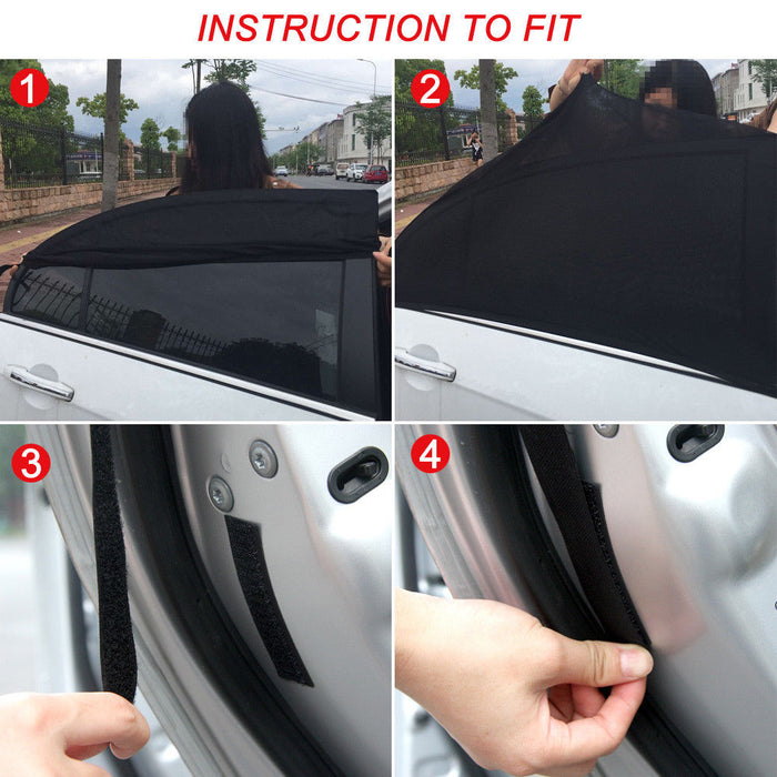 2x Universal Sun Shades Rear Side Seat Car Window Socks Protection
