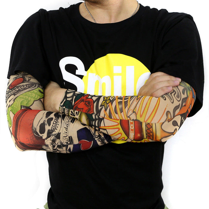 Pack of 6 Arm Sleeve Stretch Costume Fake Tattoo Stocking