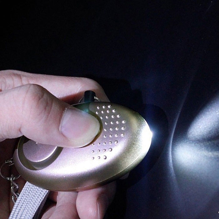 Silver 140dB Personal Alarm Keychain Safety LED Torch Light