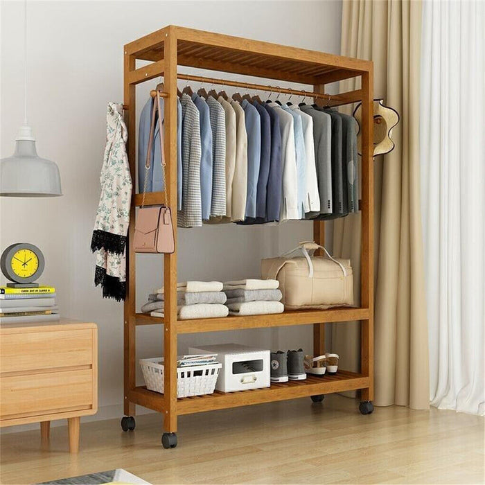 Wooden Coat Rack on Wheels 80cm