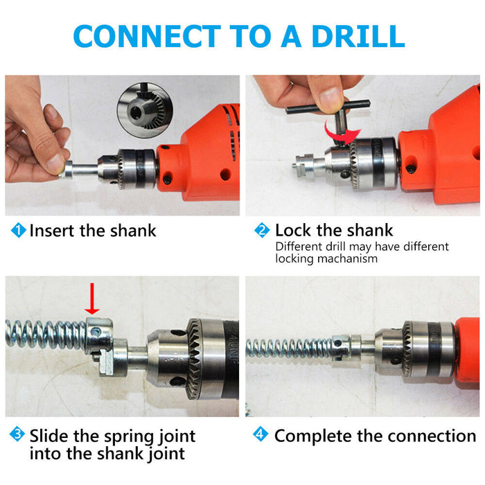 16mm Plumber Drain Pipeline Sewer Cleaner 12M Drill Bit for Snake Pipe Drill Kit