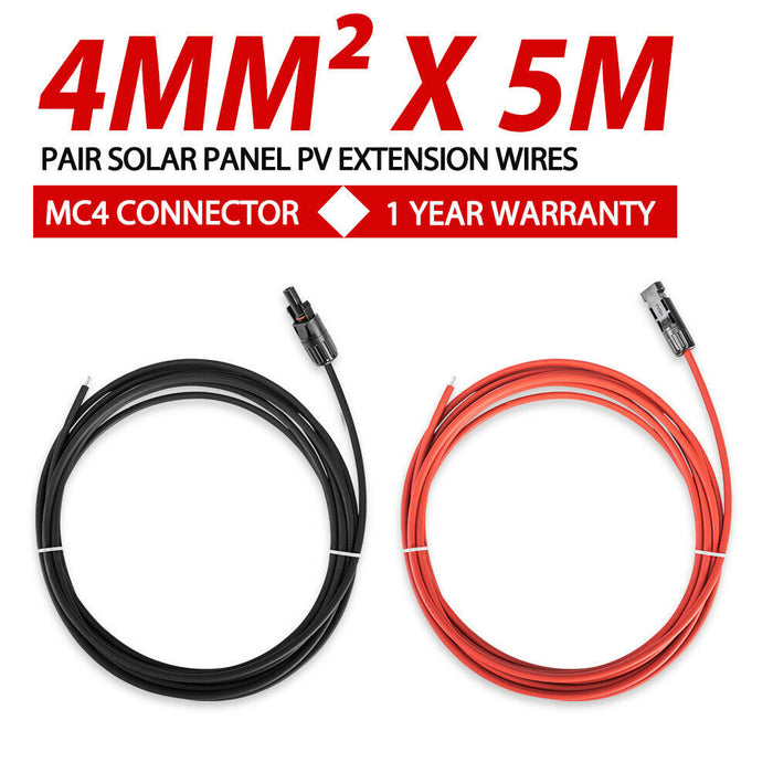 2 x 5M Solar Extension Cable 4mm² with MC4 Connectors IP67 Waterproof