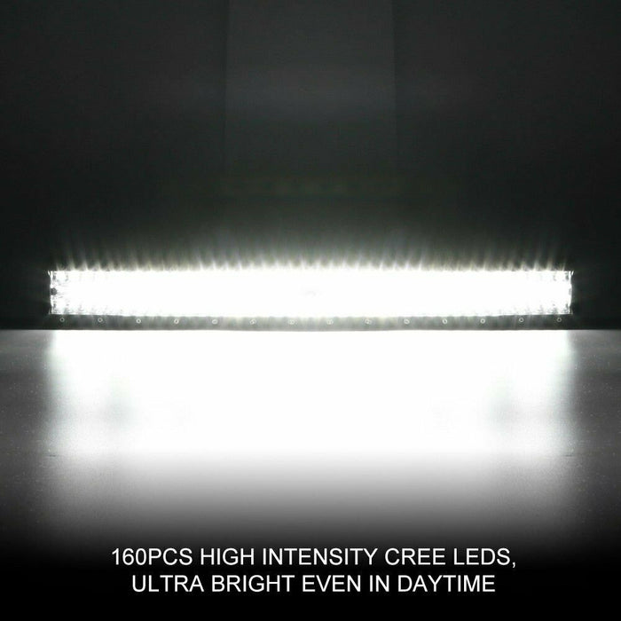 23inch CREE LED Light Bar Tri Row Combo + 23'' Number Plate Frame Mount Bracket