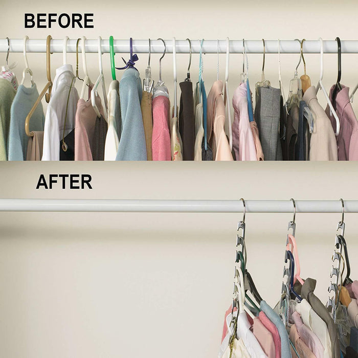 2PCS Space Saver Saving Metal Magic Hanger Clothes Closet Organize Hook