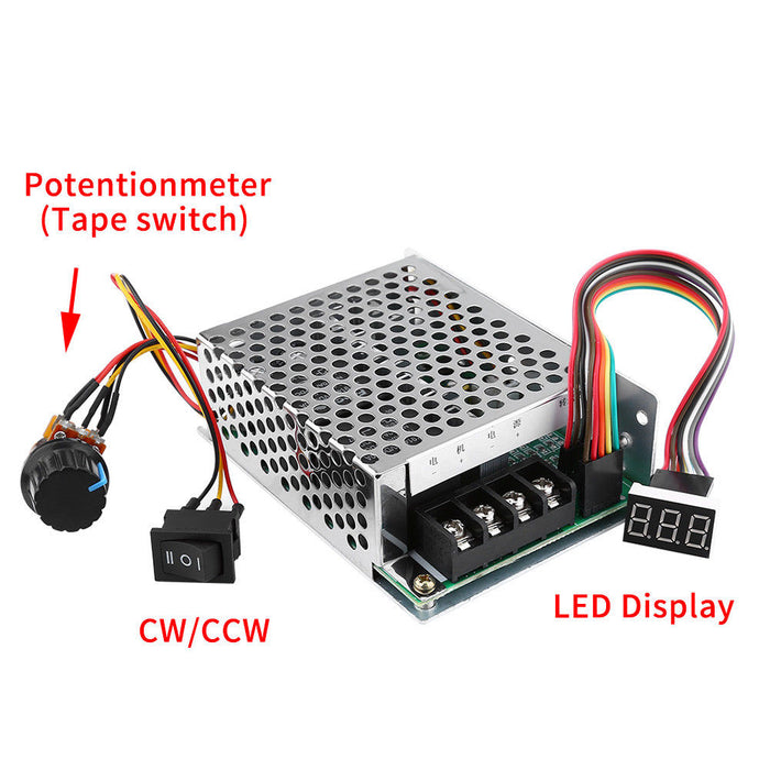 DC10V-55V 12V 24V 48V 60A PWM Motor Speed Controller CW CCW Reversible Switch