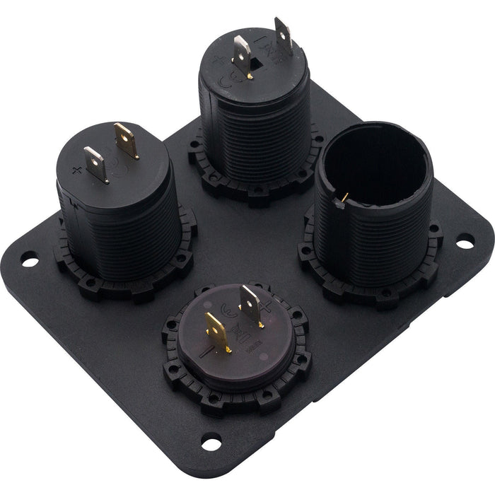 4 Way DC 12V-24V Car Cigarette Lighter Socket+Dual USB Charger Voltmeter Adapter