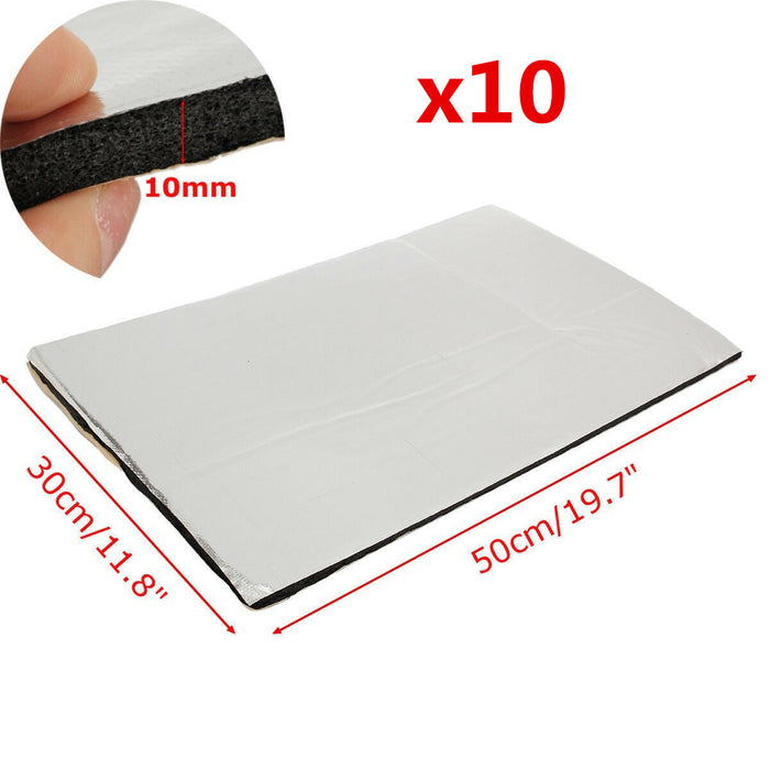 10Sheets 50x30CM Car Heat Insulation Deadening Sound Foam Deadener