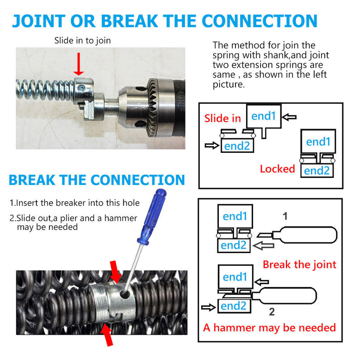 16mm Plumber Drain Pipeline Sewer Cleaner 12M Drill Bit for Snake Pipe Drill Kit