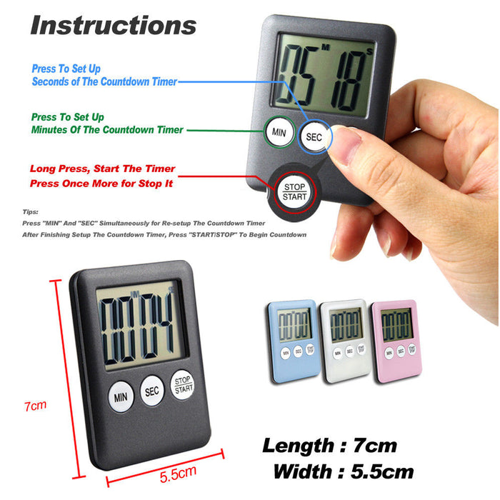 BLUE Magnetic Kitchen LCD Digital Timer