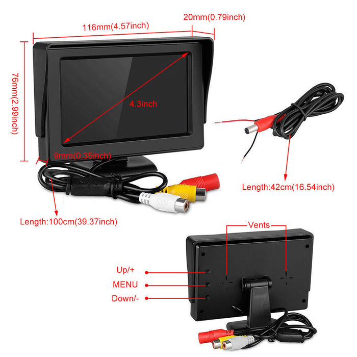 4.3" Monitor Car Reverse Camera Kit Rear View