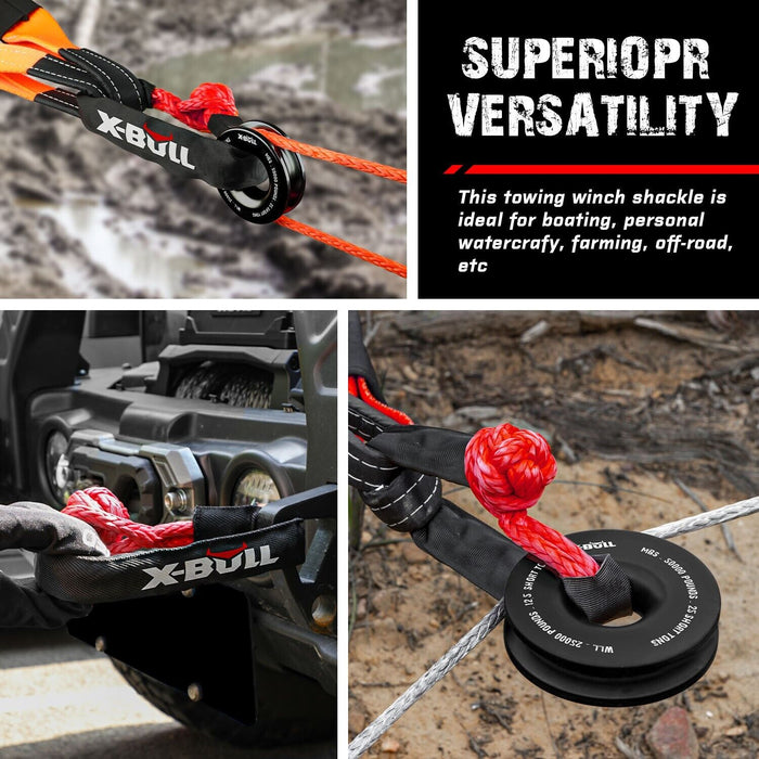 X-BULL Soft Shackle Synthetic Rope Recovery Snatch Ring Block Pulley 35000LBS