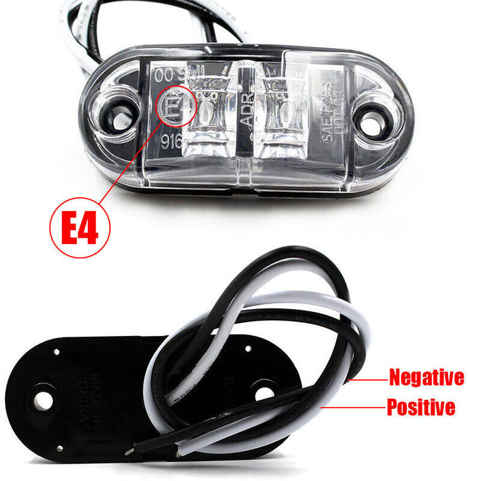 10PCS LED Side Marker White Lights Indicators Trailer Truck RV 12V 24V