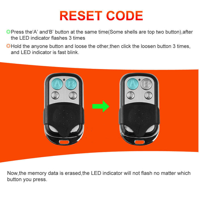 1x Universal Replacement Garage Door Gate Car Cloning Remote Control Key Fob