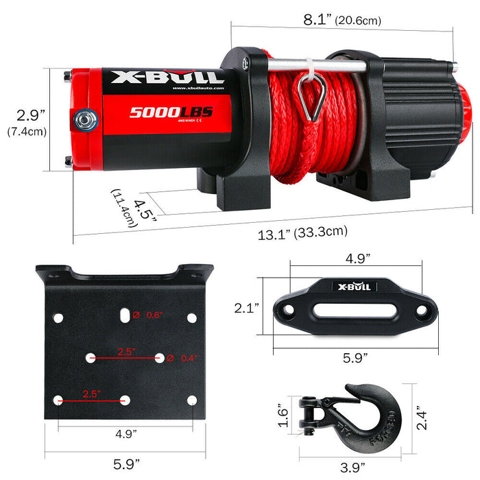 X-BULL 5000lbs 12V Electric Winch with Synthetic Rope & Wireless Remote