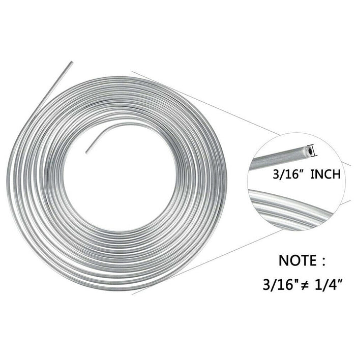 25Ft Roll Coil 3/16''OD Steel Zinc Brake Line Fuel Tubing Pipe Kit &amp; 15 Fittings