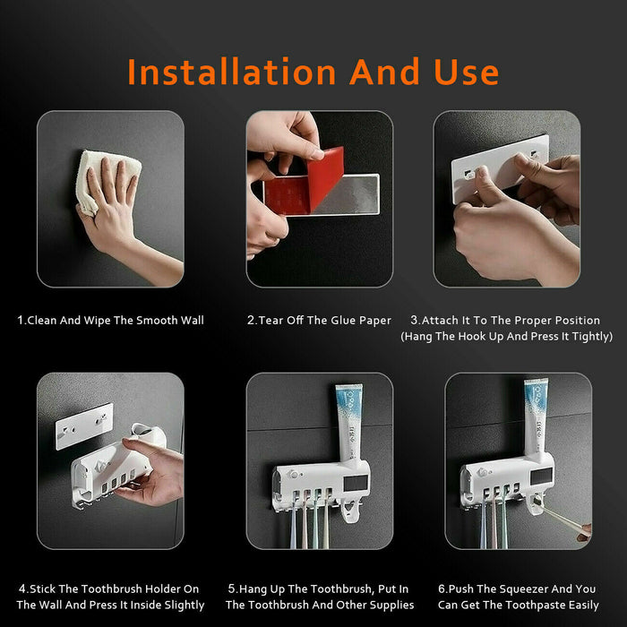 Toothbrush Holder UV Dispenser Sterilization Holder Smart Sensor