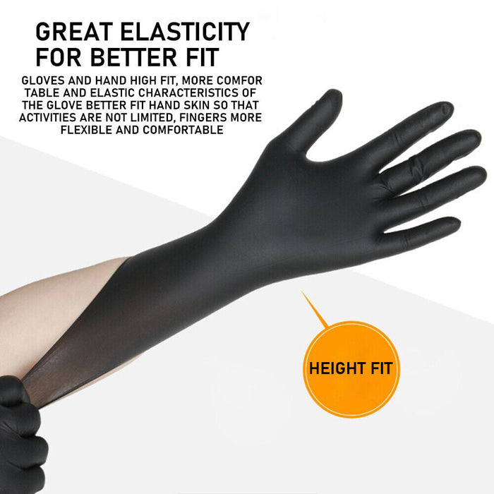 100x Disposable Nitrile Gloves Latex Powder Free Black Large