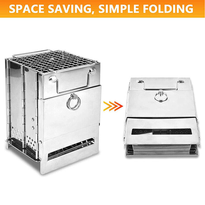 20x20x35cm Camping Stove Camp Wood BBQ Grill