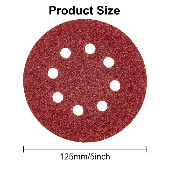 160PCS Sanding Discs 40-800 Grit Pads 125mm Hook&Loop 8 Hole Orbital Sandpaper