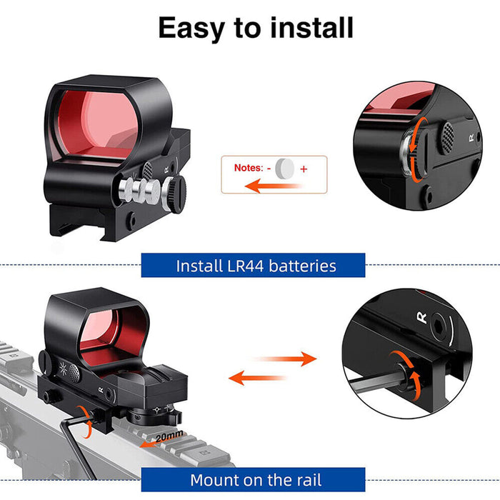 20mm Rail Tactical Red Dot Sight Holographic Reflex Scope