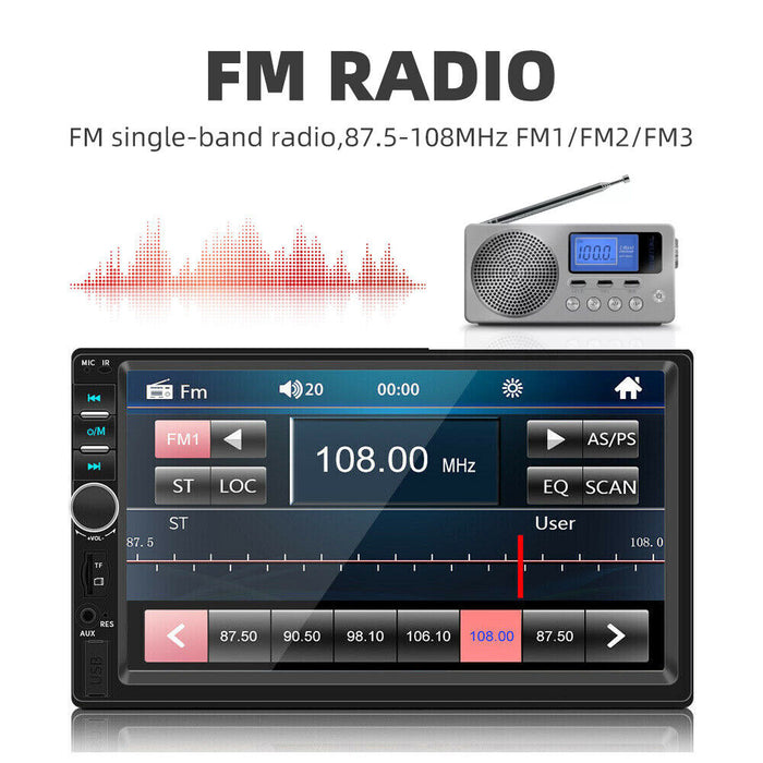7" Double 2 DIN Bluetooth Head Unit Car Stereo Touch Screen Radio FM/TF/USB/AUX