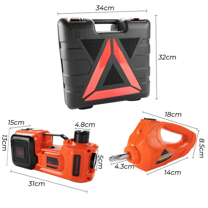 5Ton 12V Car Electric Hydraulic Floor Jack Lift + Impact Wrench Kit Box 3 in 1