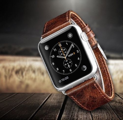 42mm 44mm 45mm 46mm(Series 10) 49mm Genuine Leather Wrist Band Strap For Apple Watch