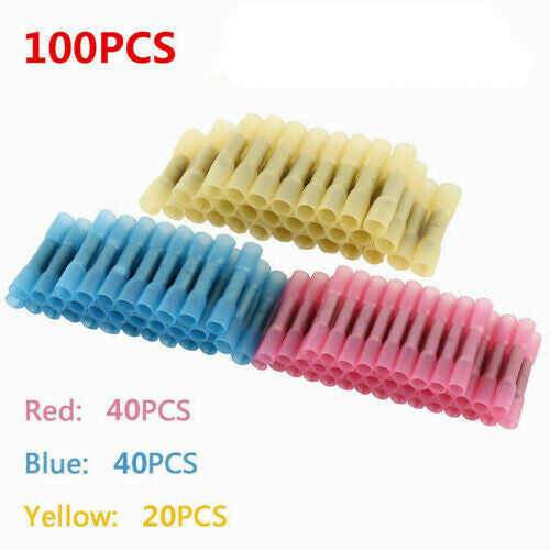 100PCS Heat Shrink Butt Wire Crimp Connectors Kit