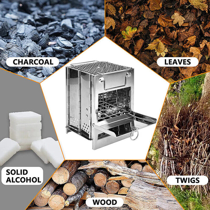 20x20x35cm Camping Stove Camp Wood BBQ Grill