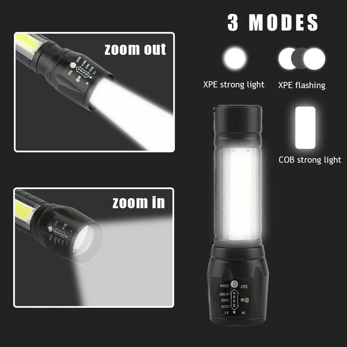 COB LED Mini Flashlight Torch Zoom