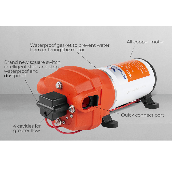 12V SEAFLO Marine Grade Water Pressure Pump 17LPM Caravan Boat RV Agriculture