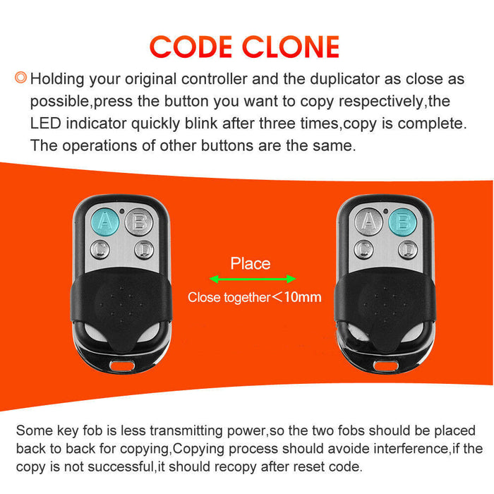 1x Universal Replacement Garage Door Gate Car Cloning Remote Control Key Fob