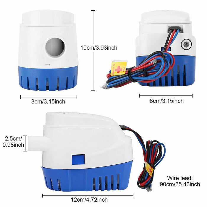 12V Bilge Pump Boat Automatic 1100GPH Submersible